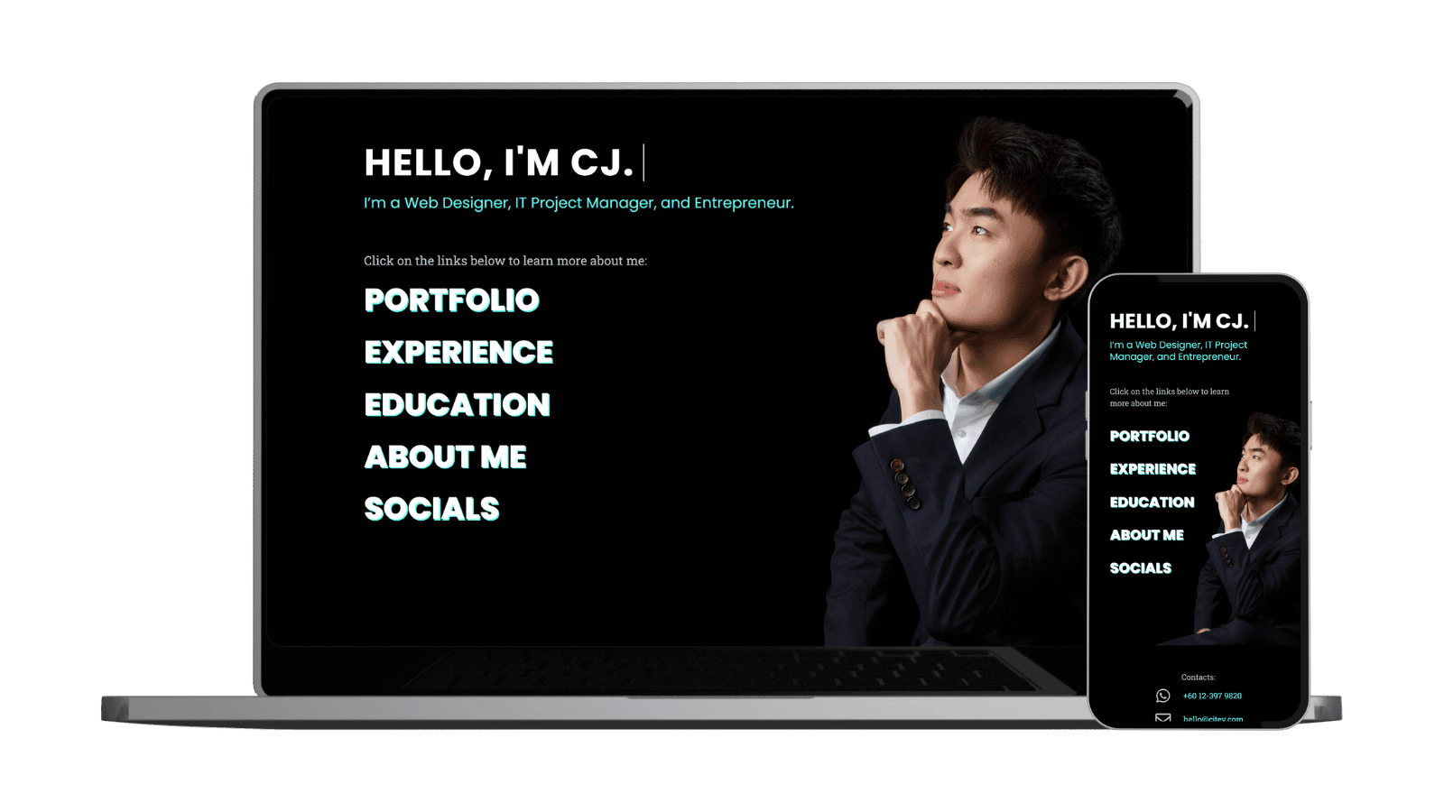 CJ Tey's Personal Website Mockups